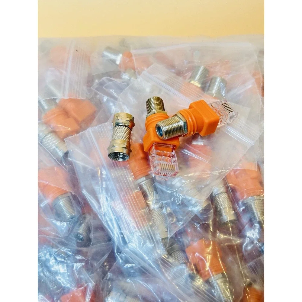 Lot of 50 RJ45 to F Adapter Sets + F Female Couplers Coax Cable Tester Orange